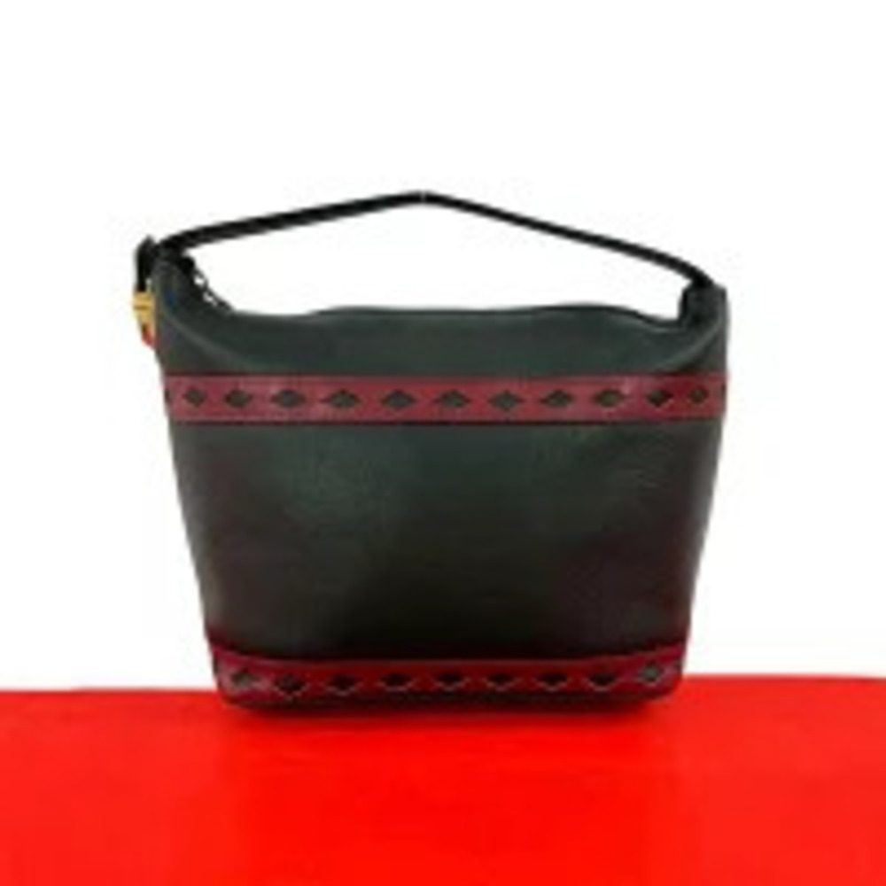 Saint Laurent Yves Cutout Leather Handbag Black Red